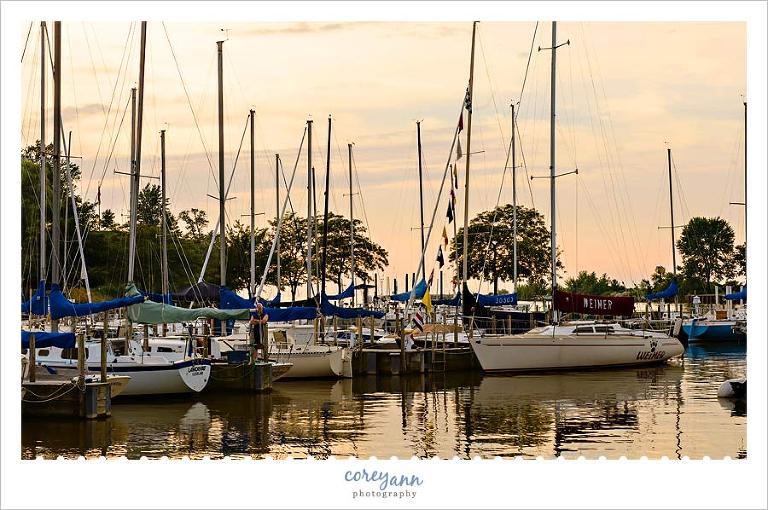 cleveland yacht club at sunset