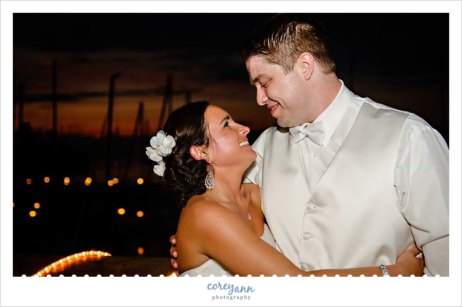 wedding portrait at sunset on lake erie
