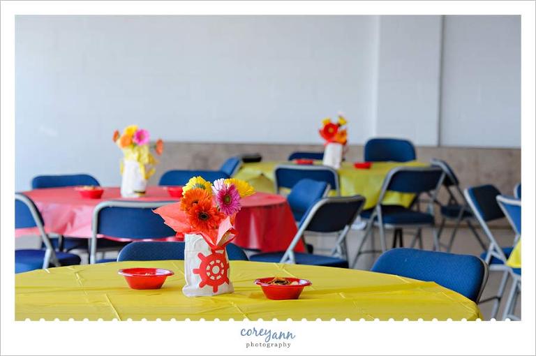 red and yellow rehearsal dinner