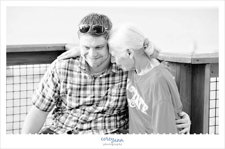 groom and his grandmoather at rehearsal dinner