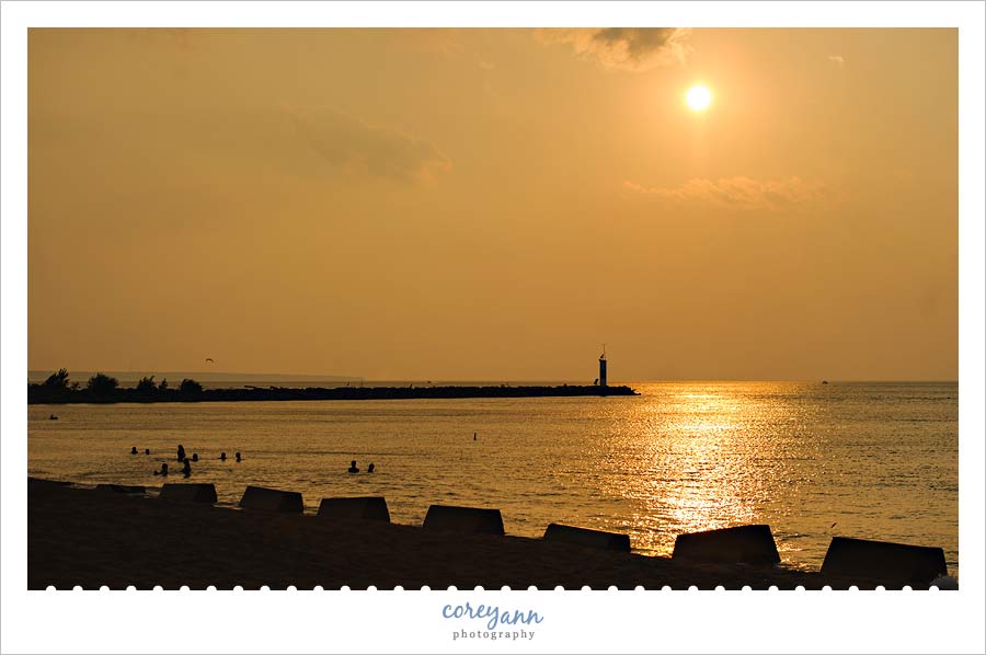 sunset over lake erie from clifton beach in ohio