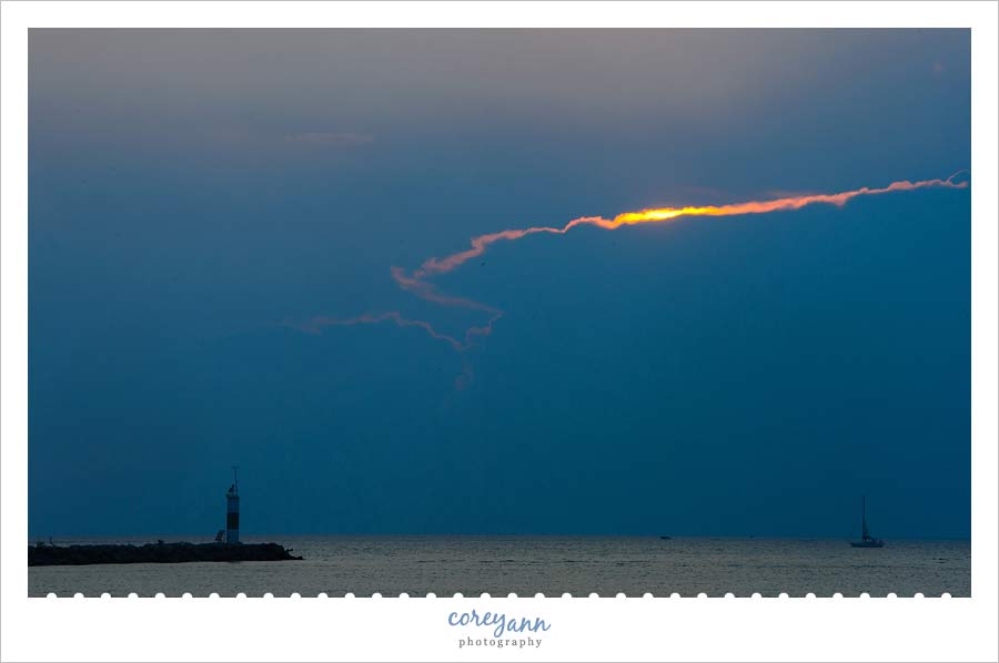 sunset on lake erie after a storm