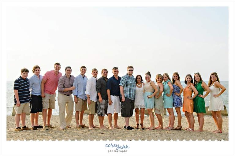 bridal party on clifton beach in ohio