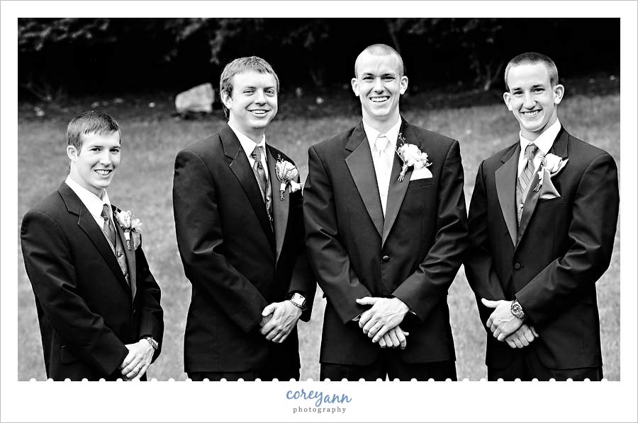 Kathleen and Derek's Canton Wedding black and white groomsman portrait