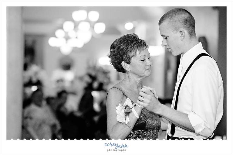 mother and son dance during wedding reception in canton