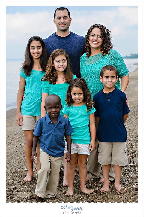 family portrait in teal and navy
