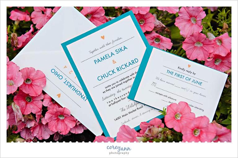 teal and melon ohio invitations by borrowed and blue