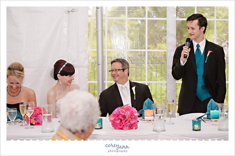 best man toast to his father and stepmother during wedding reception