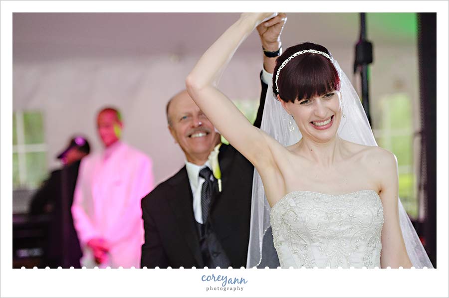father daughter dance during wedding reception in ohio