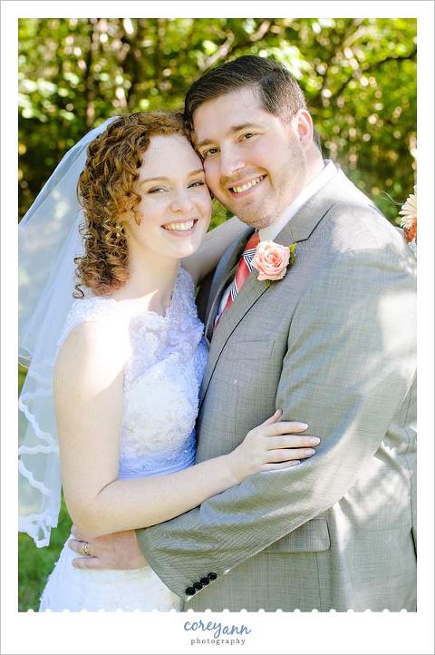 wedding portrait of bride and groom in chagrin falls ohio