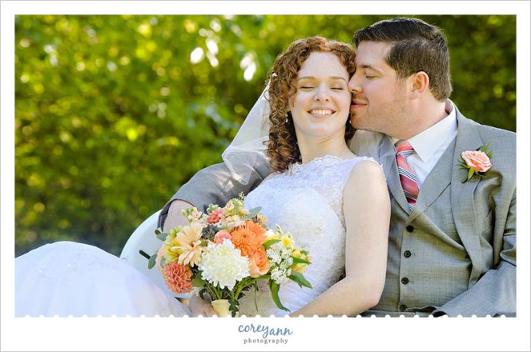 relaxed portrait of bride and groom in chagrin falls ohio