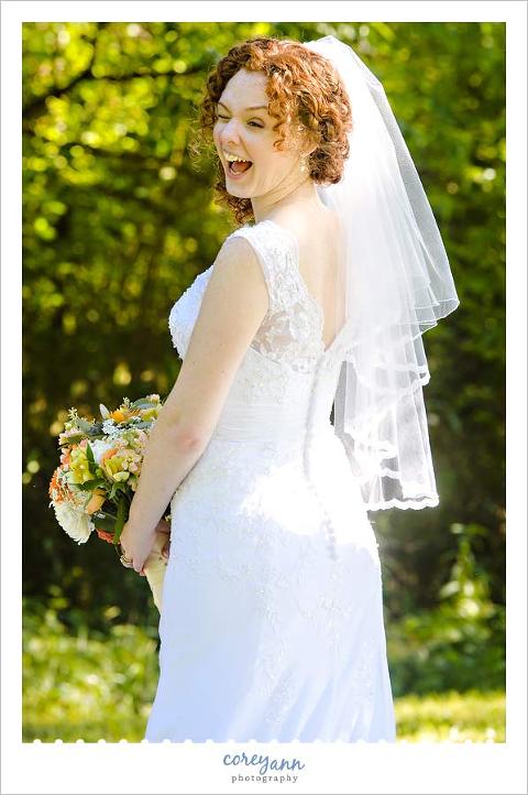 bride winking at groom in ohio