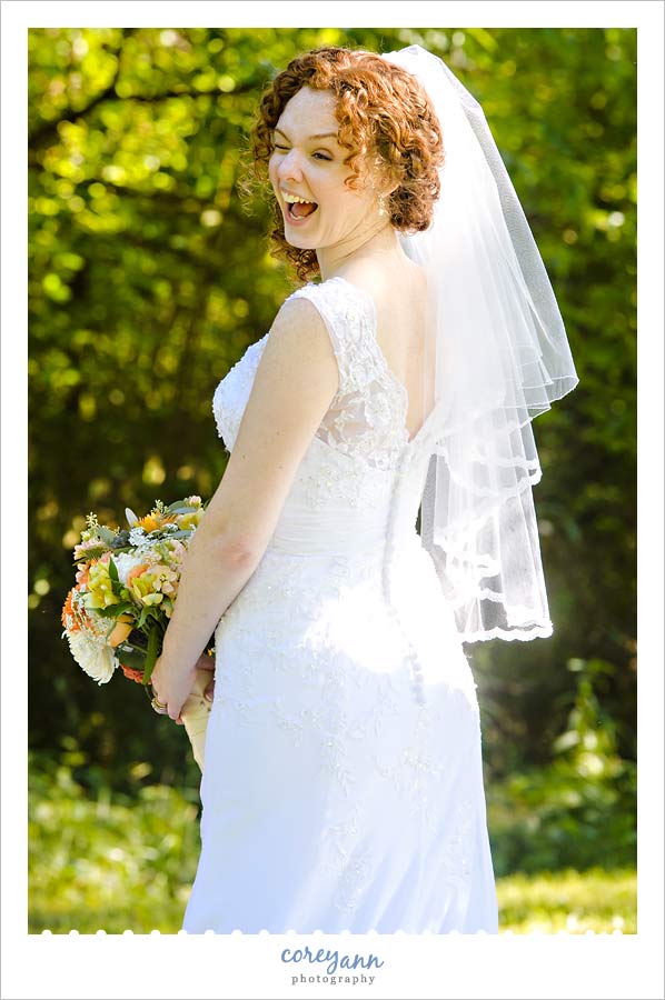 bride winking at groom in ohio