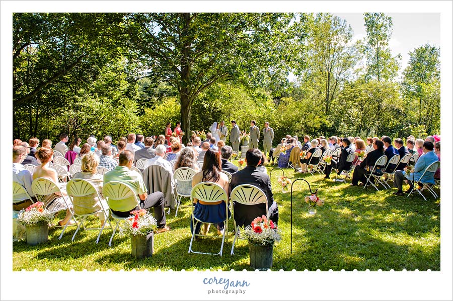 outdoor wedding ceremony in wooded area in ohio