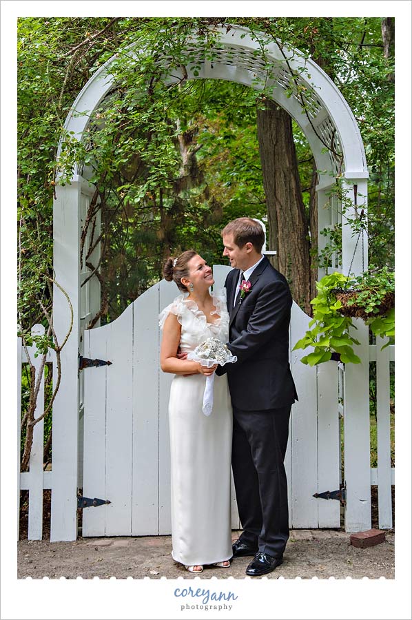 bride and groom wedding at bride's parents home