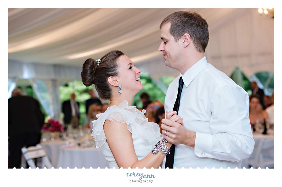first dance during outdoor wedding reception