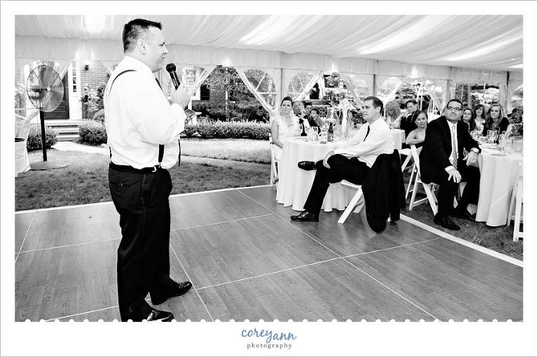 best man toast during wedding reception in ohio