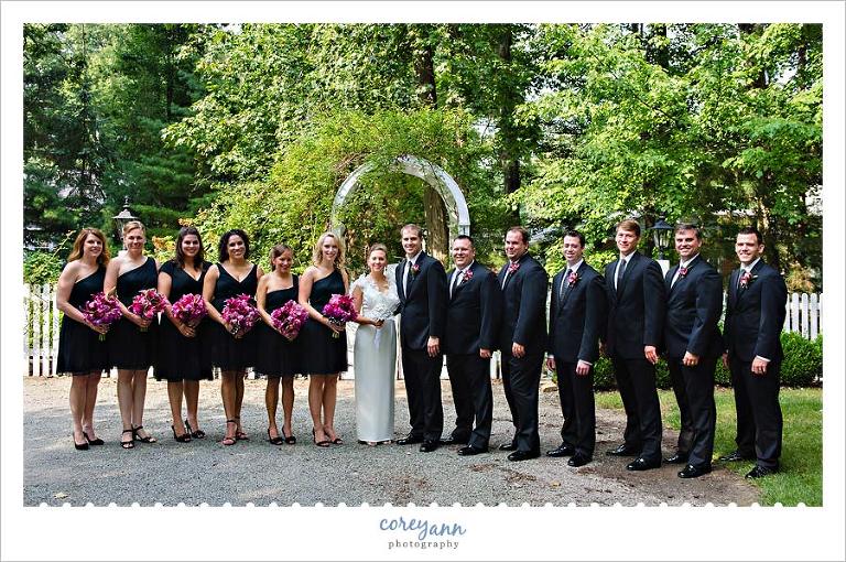 black and hot pink bridal party
