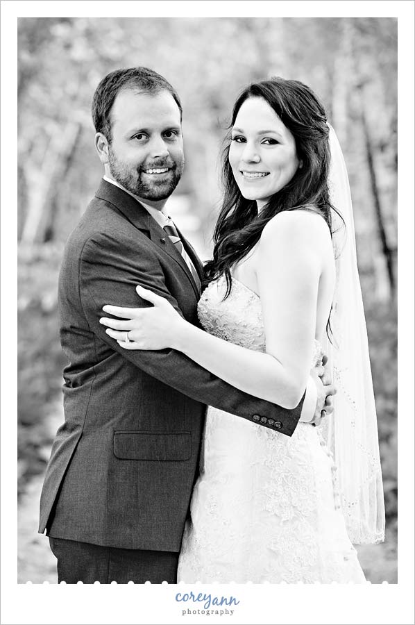 wedding portrait in birch alee at stan hywet