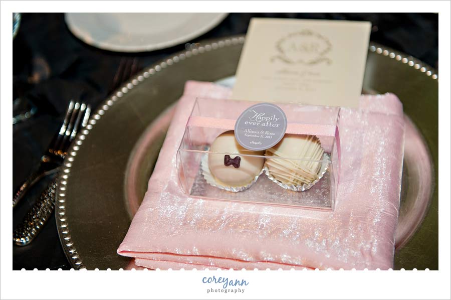 bride and groom themed cake ball wedding favors