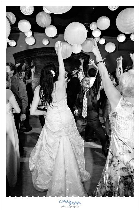 dance party during wedding reception