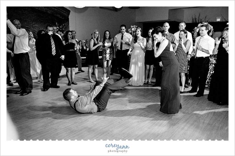 break dancing during wedding reception in northeast ohio