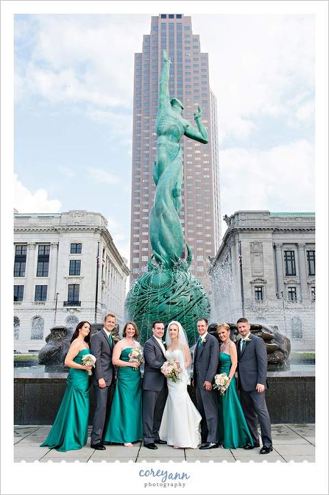 pink and green bridal party
