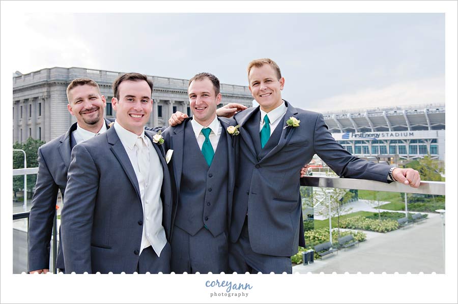 groomsman near cleveland browns stadium