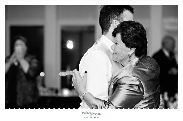 mother son dance during wedding reception in ohio
