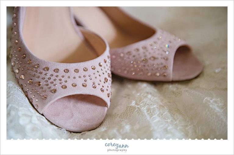 pink suade studded heels for wedding