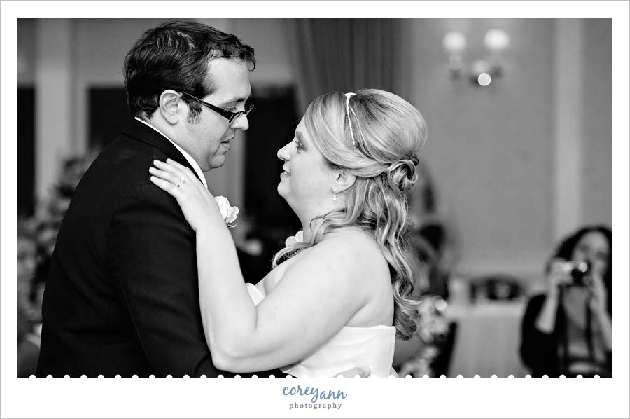 bride and groom first dance at wedding reception at westwood country club