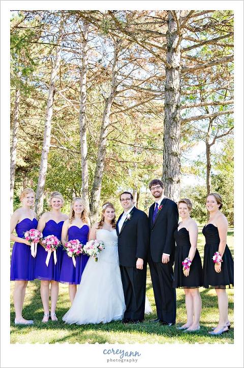 black and purple bridal party in ohio