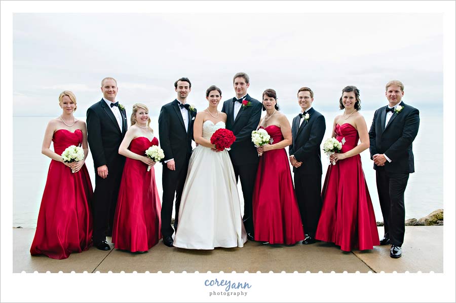 red and black bridal party