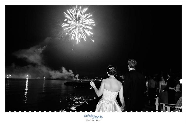 wedding fireworks over lake erie