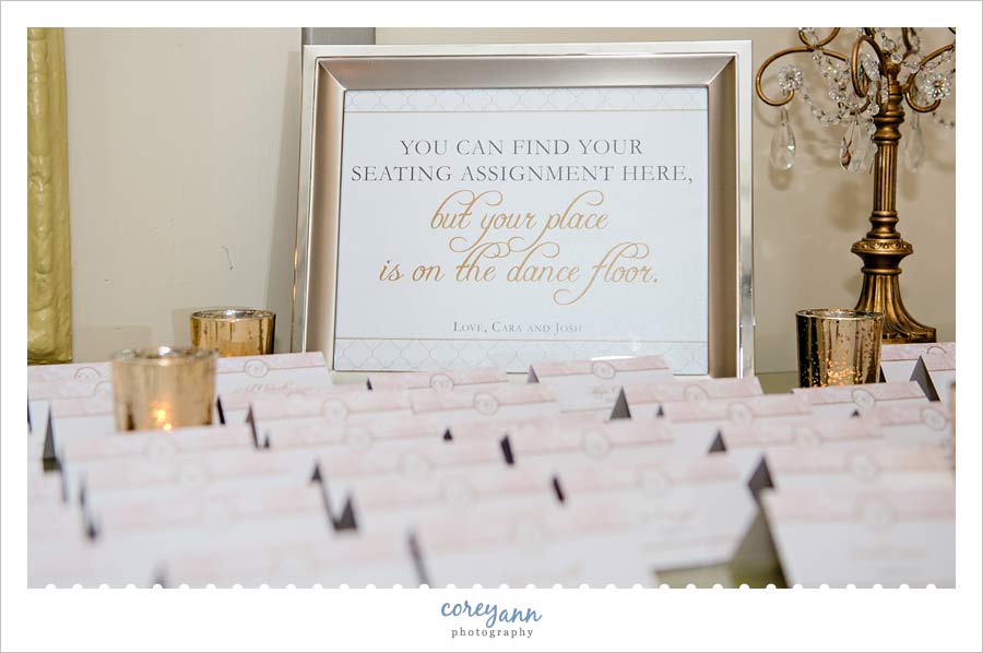 sign telling guests their place is on the dance floor