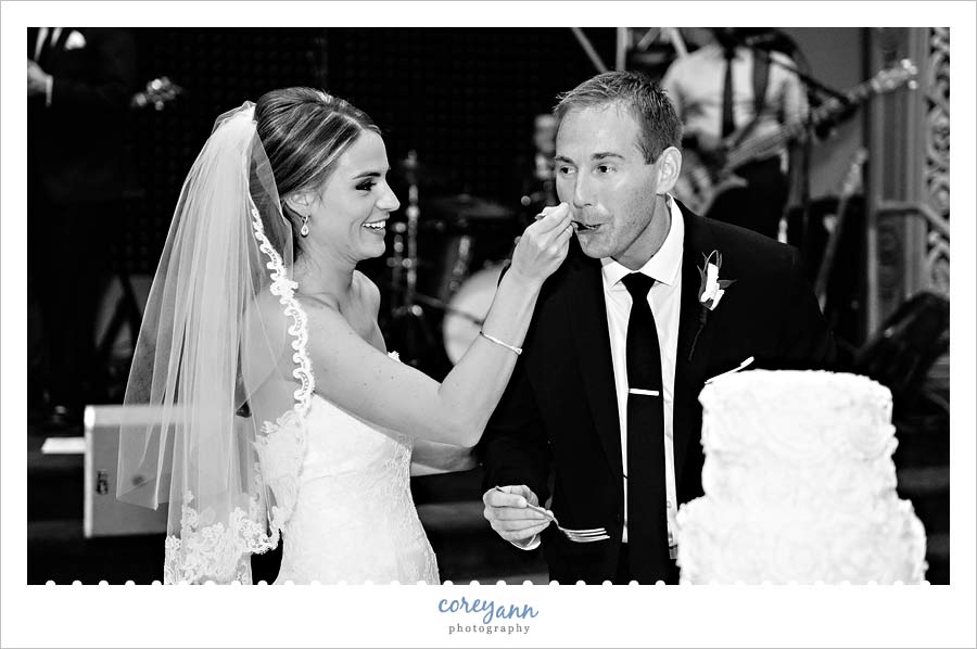 cake cutting at the wedding reception