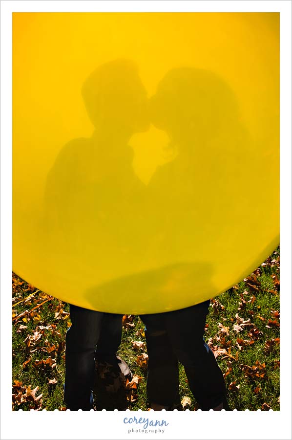 silhouette engagement photo with balloon