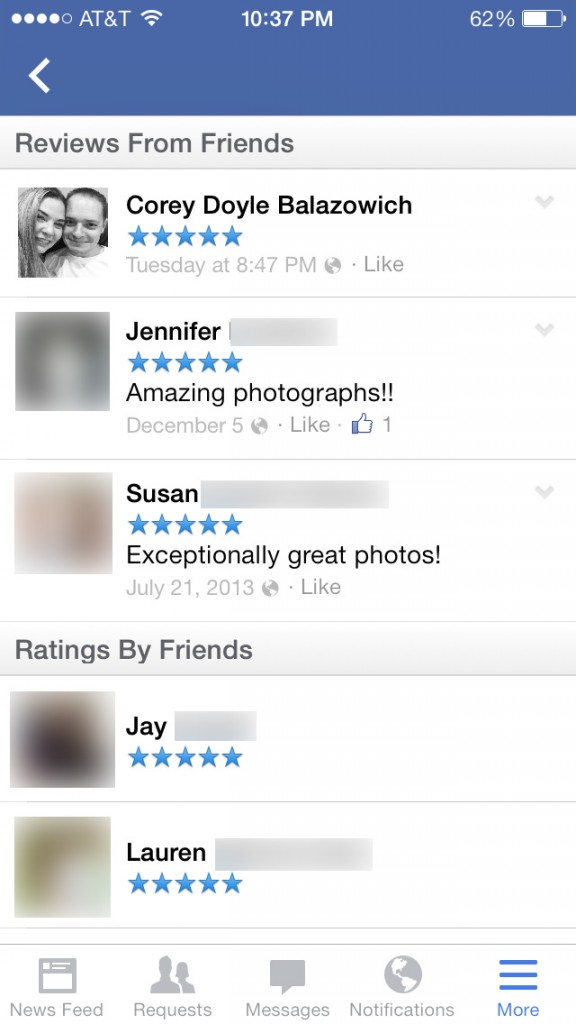 Find Star Ratings on Facebook