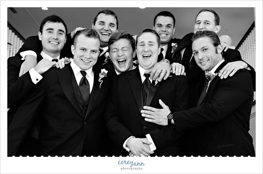 groomsman with groom laughing in ohio
