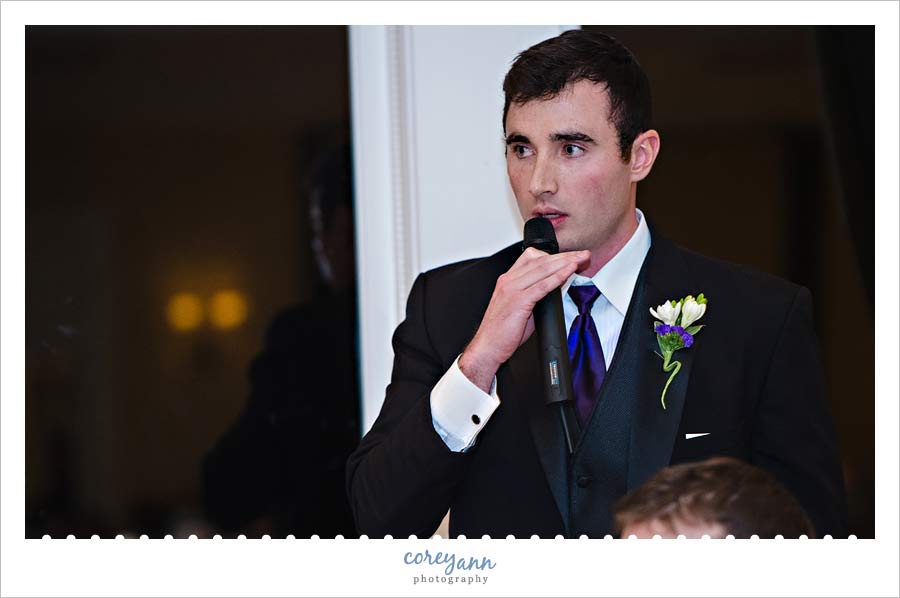 best man gives speech at wedding reception in rocky river ohio
