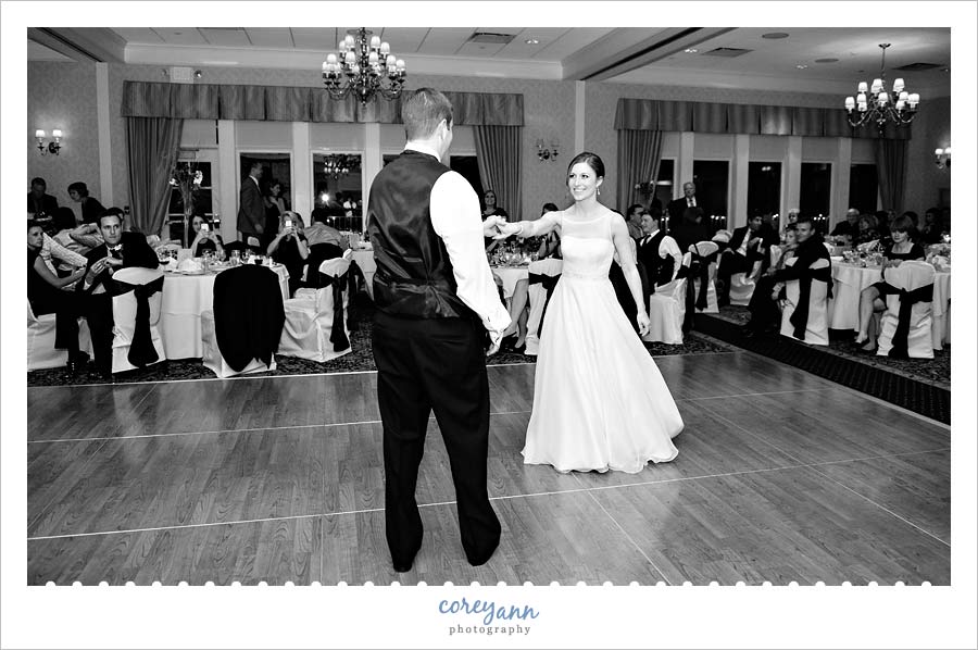 bride and groom first dance at wedding reception in Ohio