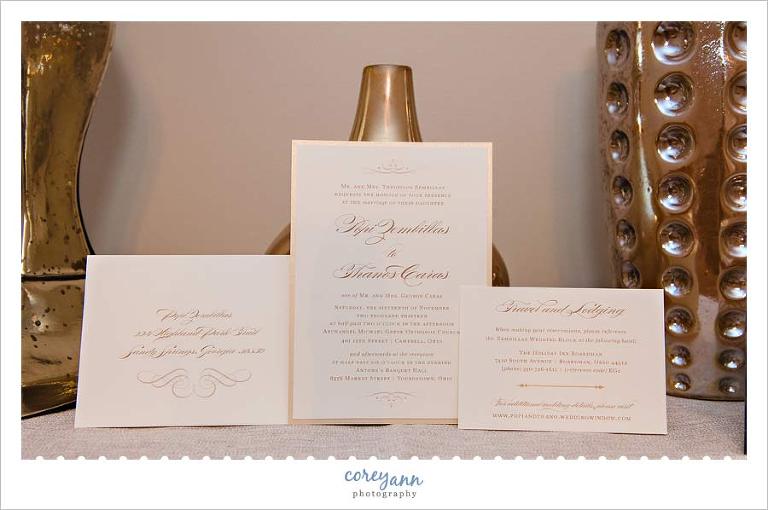 gold and cream wedding stationery by paper daisies