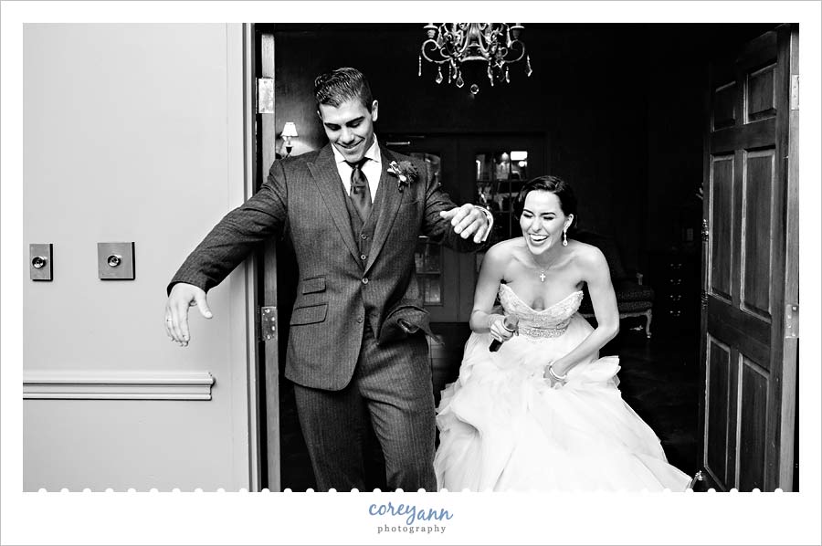 bride and groom grand entrance into wedding reception