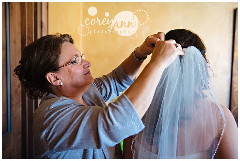putting the veil on before the wedding