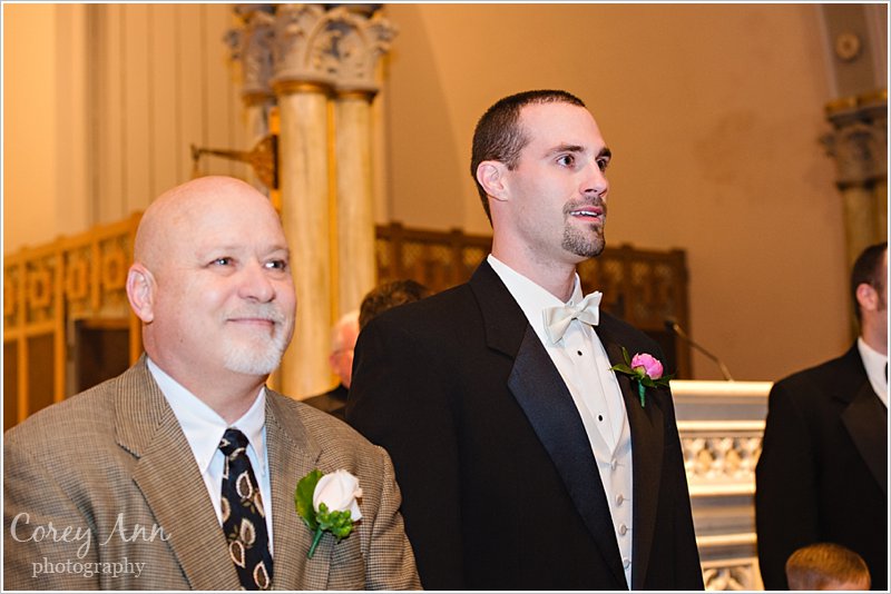 groom first look of bride