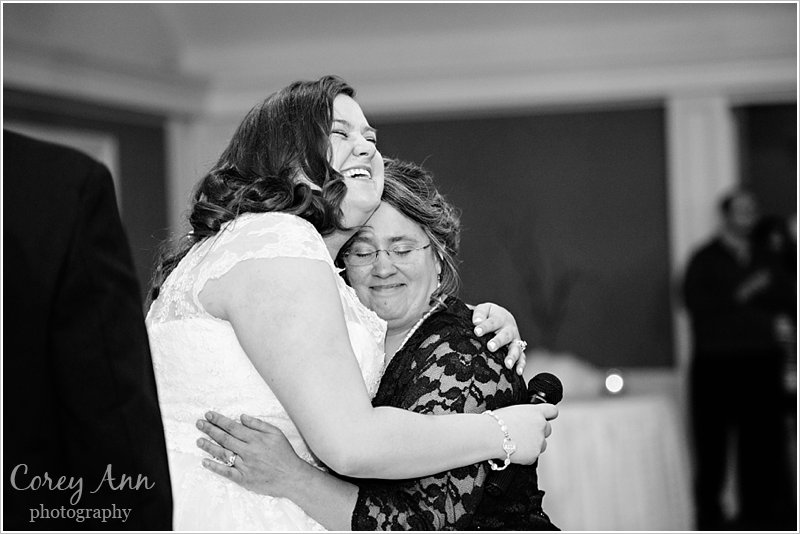 bride and mother at wedding reception