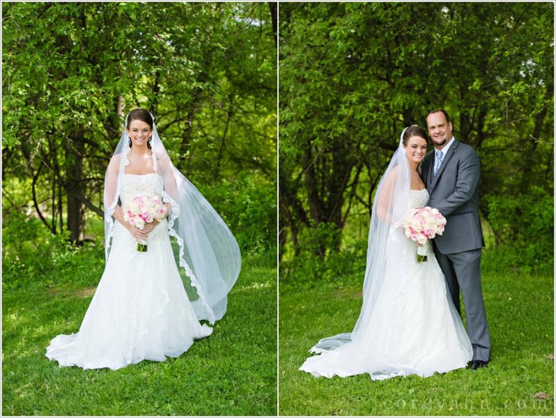 bride with long veil at conrad botzum farm