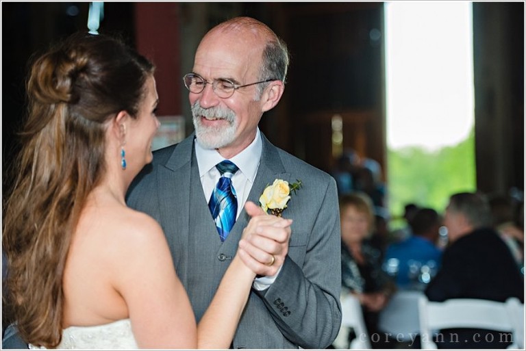 father daughter dance during wedding reception in ohio