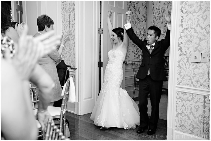 bride and groom wedding reception entrance at kirtland country club
