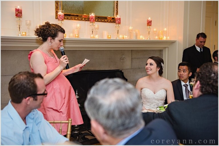 matron of honor toast at wedding reception at kirtland country club